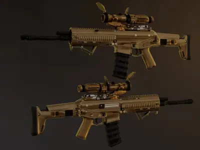 FN SCAR-L 3D model Low-poly 3D model