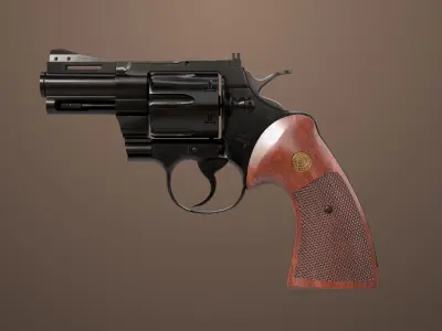 Revolver 05 Small Black All PBR Unity UE Textures Low-poly 3D model