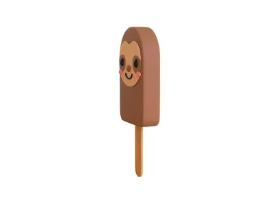 Low-Poly Sloth Ice Cream Cute  Low-poly 3D model