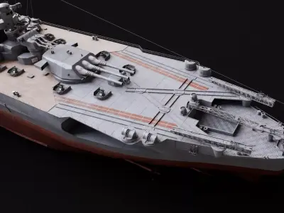 Yamato Class - WW2 Japanese Battleship Low-poly 3D model
