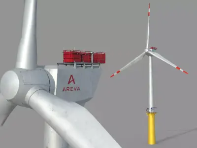 Industrial wind power plant  Low-poly 3D model