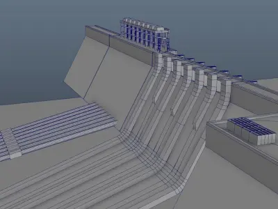 Turkish Hydro Electric Dam Power Plants Low-poly 3D model