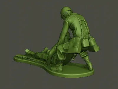 American soldiers ww2  dragging A8 3D print model