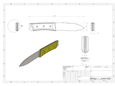 Knife Design 1 - SolidWorks CAD Model  3D model