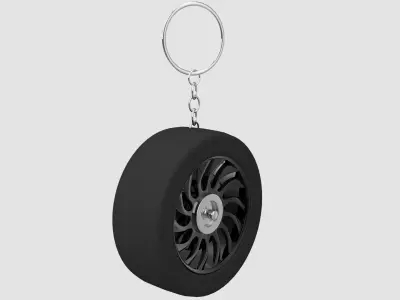 Sports Car Wheel Keychain 3D model