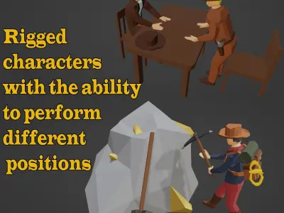 Low poly western character Pack Low-poly 3D model