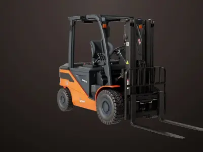 Forklift Truck03 Orange All PBR Unity UE Textures Low-poly 3D model