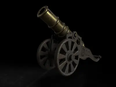 Antique Signal Cannon Low-poly 3D model