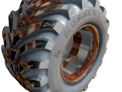 Industrial OffRoad Muddy Tire Low-poly 3D model