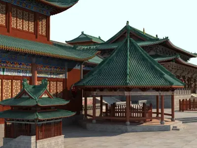 Ancient Chinese architecture 3D model 6