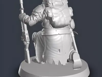 Grimdark Sci-Fi Trench Trooper STL Rifleman Miniature 3D print model