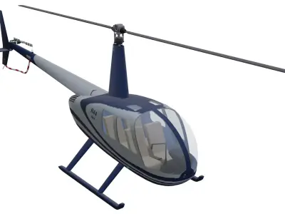 Helicopter Robinson R44 Low-poly 3D model