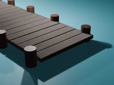 Low Poly Wooden Pier Low-poly 3D model
