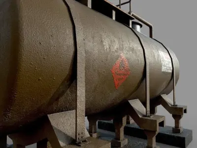 Industrial Green Tank Low-poly 3D model