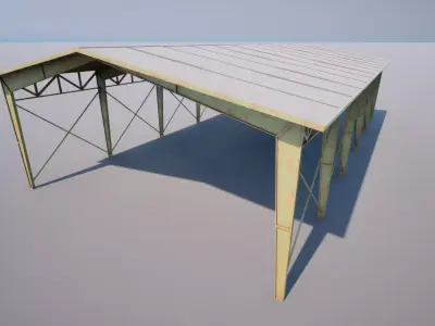 Hangar Military Warehouse Garage game ready Low-poly 3D model