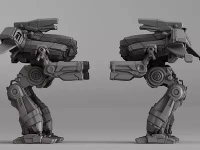 S00043 Sci-Fi Mech Walker with Jet Pack 3D print model