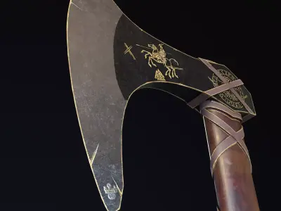 Nordic Gold - Silver  Axe  Low-poly 3D model