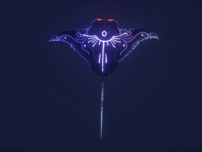 Manta Ray 3D Model- Fully rigged - Animated - Dynamic teal-time Low-poly 3D model