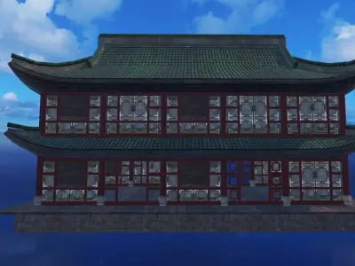 Ancient Japanese Building Style 11 Low-poly 3D model
