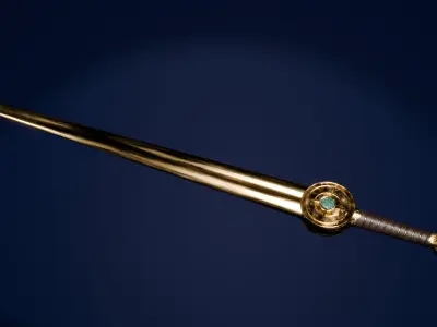 Gold engraved sword Free low-poly 3D model