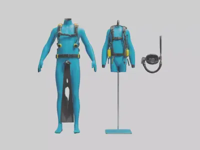 Scuba Diving Equipment model Low-poly 3D model