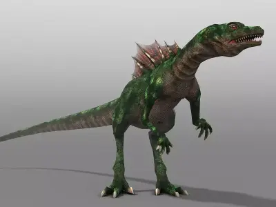 Raptor two dinosaurs Low-poly 3D model