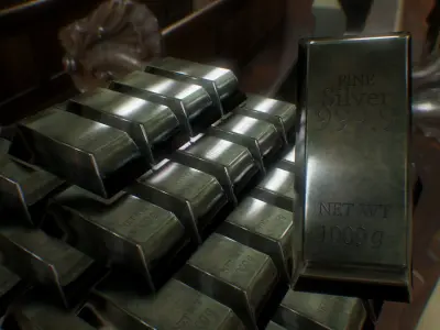 Silver bar Low-poly 3D model purchase
