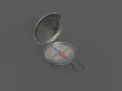 Compas Bronze and Silver metal Low-poly 3D model
