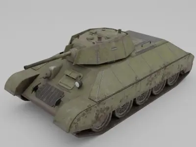 T-34E tank Low-poly 3D model