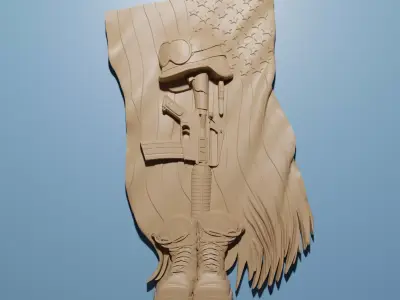Military Fallen Army US Veteran relief 3D for CNC Router 3D print model