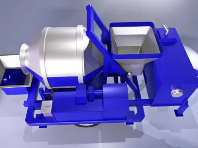 Big blue concrete mixer machine Low-poly 3D model