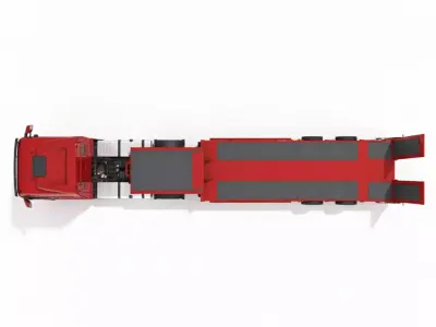 Tractor Truck with Lowboy Trailer Low-poly 3D model
