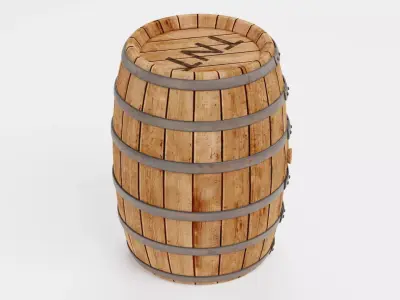 TNT Barrel - Realistic Wooden Explosive Prop Low-poly 3D model