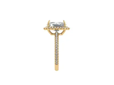Cushion Solitaire Art deco Ring 3D print model 2