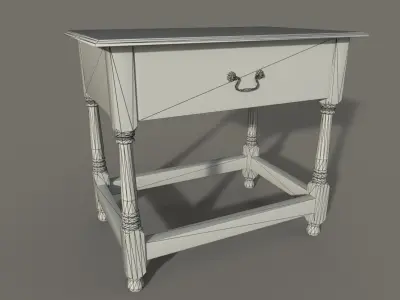 Antique 18th Century Wood Joined Side Table PBR Low-poly 3D model