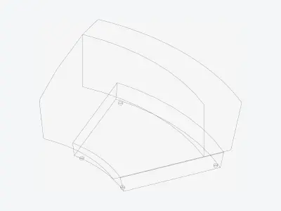 Seating - Contemporary - Blume - Closing - Round - Left Low-poly 3D model