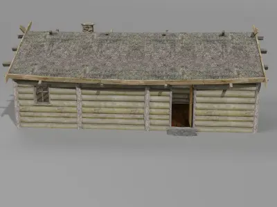 Medieval house Low-poly 3D model 9