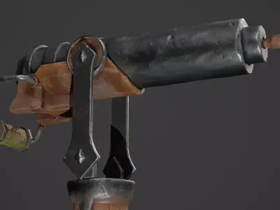 Stylized Harpoon Gun Game Ready Low-poly 3D model