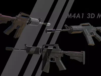 M4A1 3D model three rifles 3D model