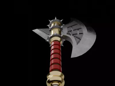 Fantasy Double Edged Battle Axe  Stylized Game Weapon Low-poly 3D model