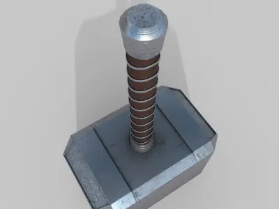 Thors hammer Low-poly 3D model