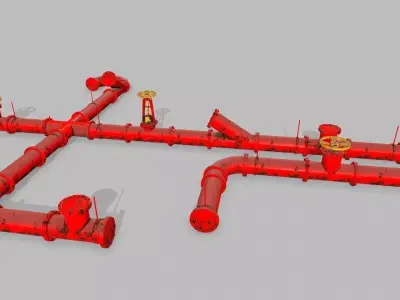 pipe set valve Low-poly 3D model buy