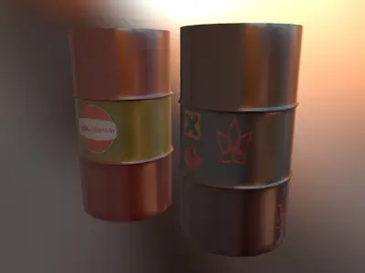 Oil Drum package Low-poly 3D model