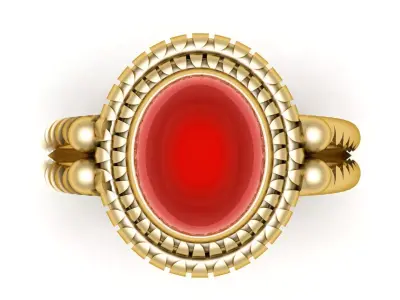 Vintage Red Cabochon Ring 3D print model