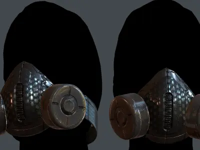 Gas mask helmet 3d model scifi Low-poly Low-poly 3D model Low-poly 3D model 6