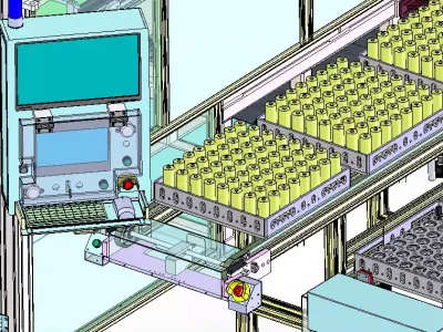 Cylindrical battery sorting and encapsulation production line 3D model