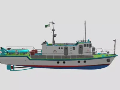 Fishing Trawler Boat Commercial Marine Vessel Low-poly 3D model