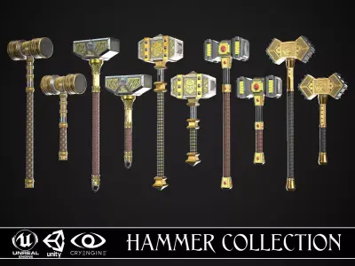 Complete Fantasy Hammer Collection 3D Model Pack