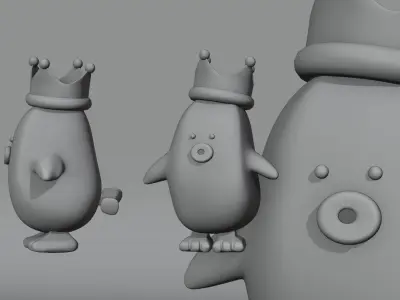 Cute King Banana Chicken Free low-poly 3D model