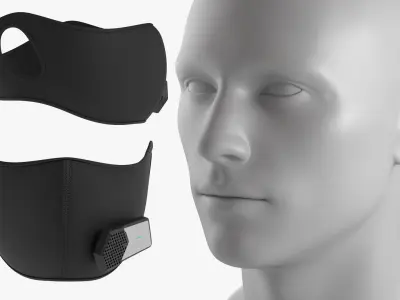  Electronic Air Filtering Respirator Mask on Mannequin Head 